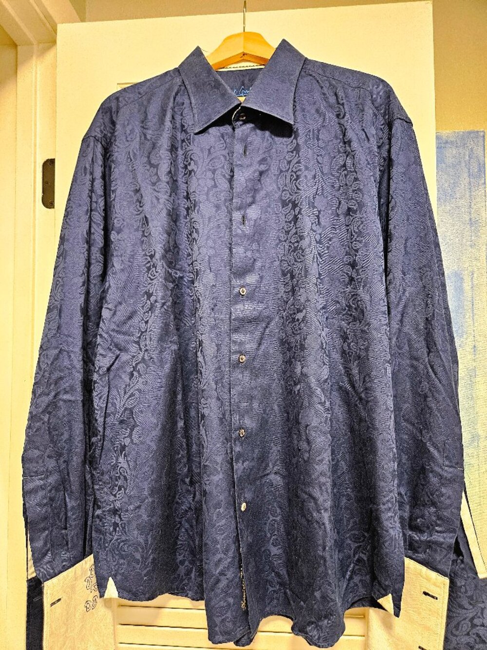 Robert Graham Long Sleeve Shirt - Blue with White Cuffs